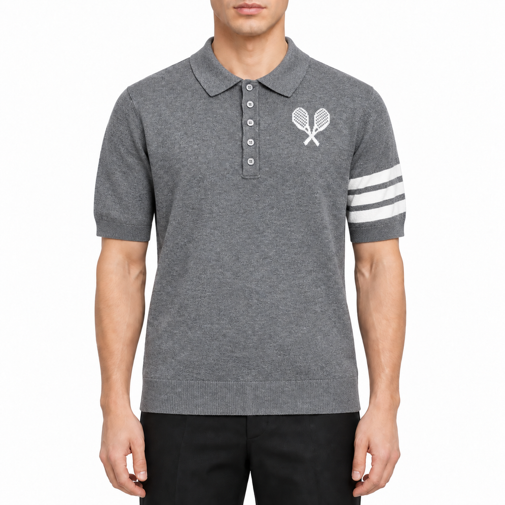 Tennis Racket Jacquard Polo Shirt | Thom Browne