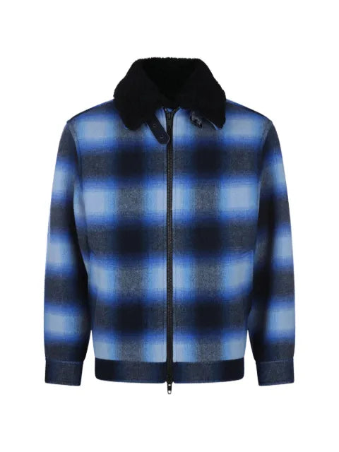 Balenciaga flannel bomber jacket in blue/black