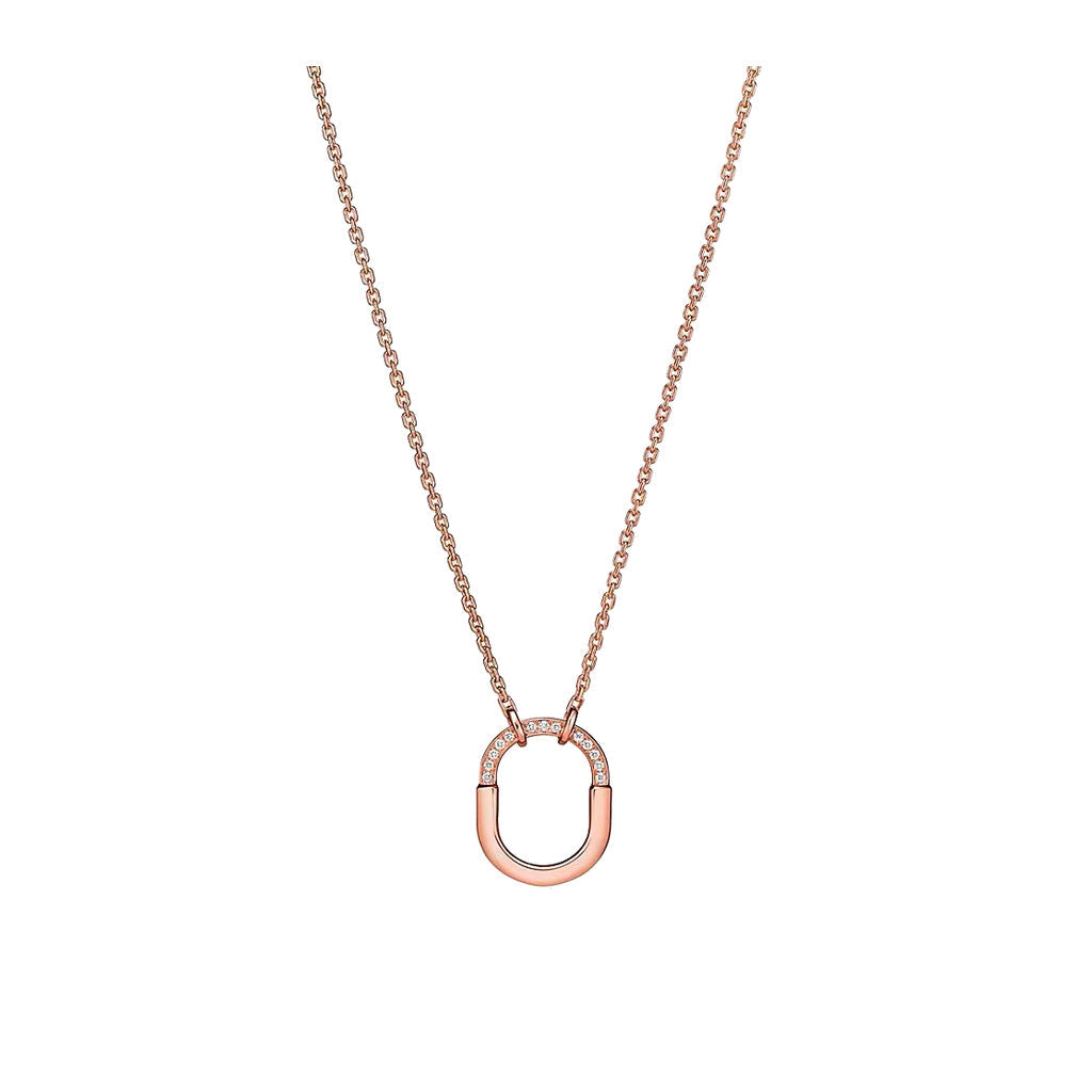Tiffany Style Lock Cubic Zirconia 18K Gold-Plated Necklace
